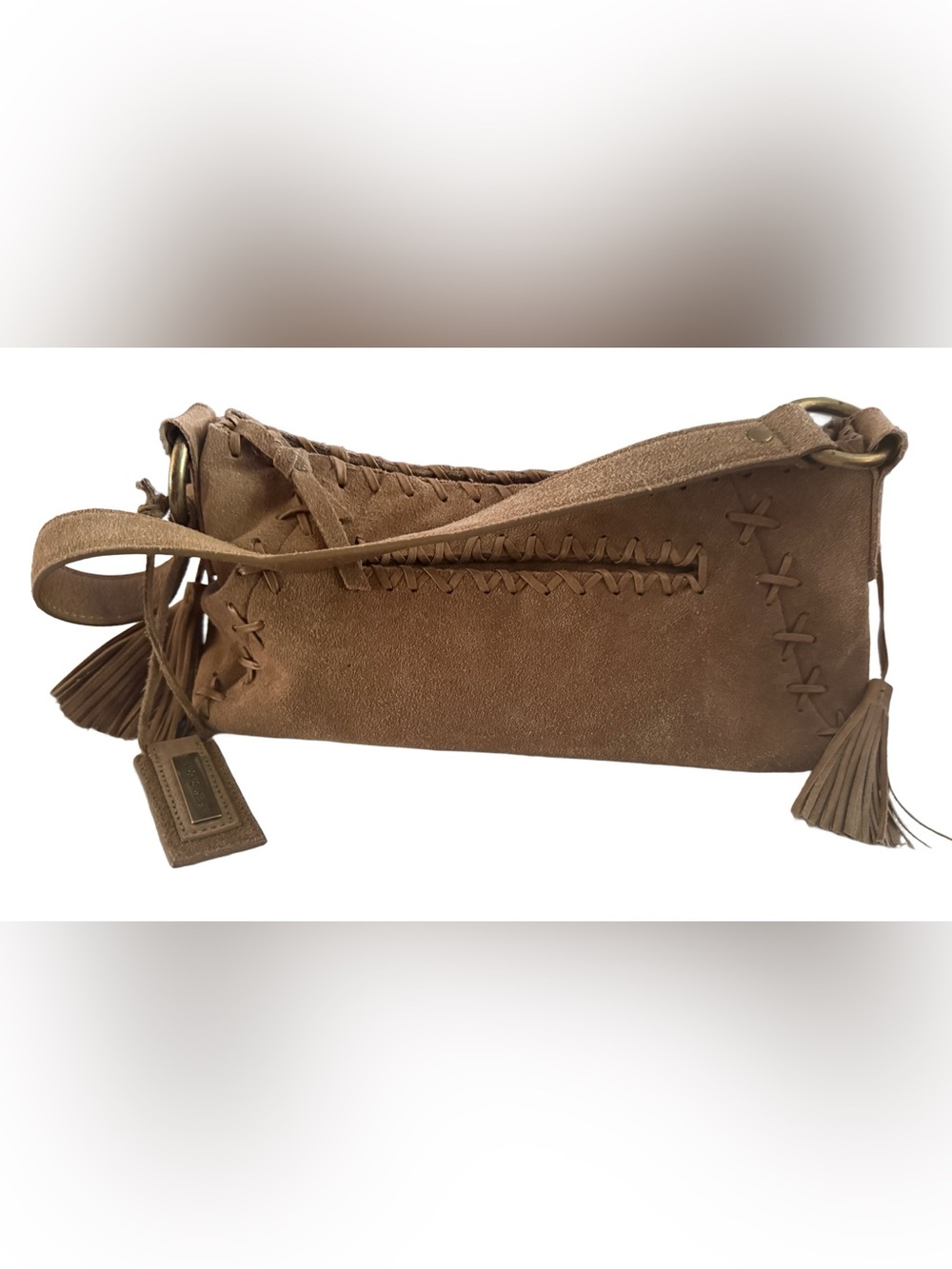 Perfect BOHO Y2K/2000 Antonio Melani Suede Shoulder Bag in Taupe
